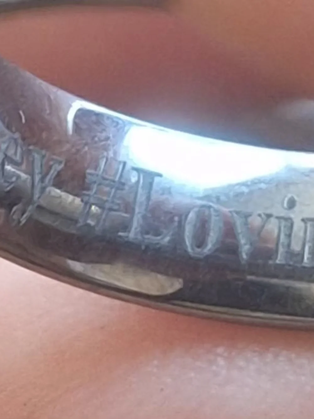 Polished Men's Tungsten Carbine Band Ring Size 7.5 Engraved 9.14 Grams